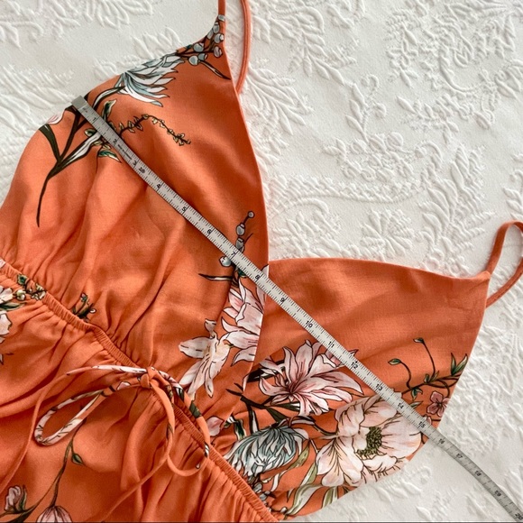 NWOT Lulus Endless Vacay Orange Floral Print Surplice Maxi Dress - Picture 7 of 9